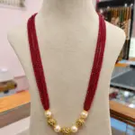 Maroon Crystal Beads Chain with Pearl and Gold Beads