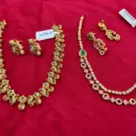 Ruby Emerald CZ Stone Necklace Set with Matching Earrings