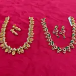 Ruby Emerald Necklace Set with Matching Earrings
