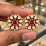 Ruby Mozonite Floral Stud Earrings